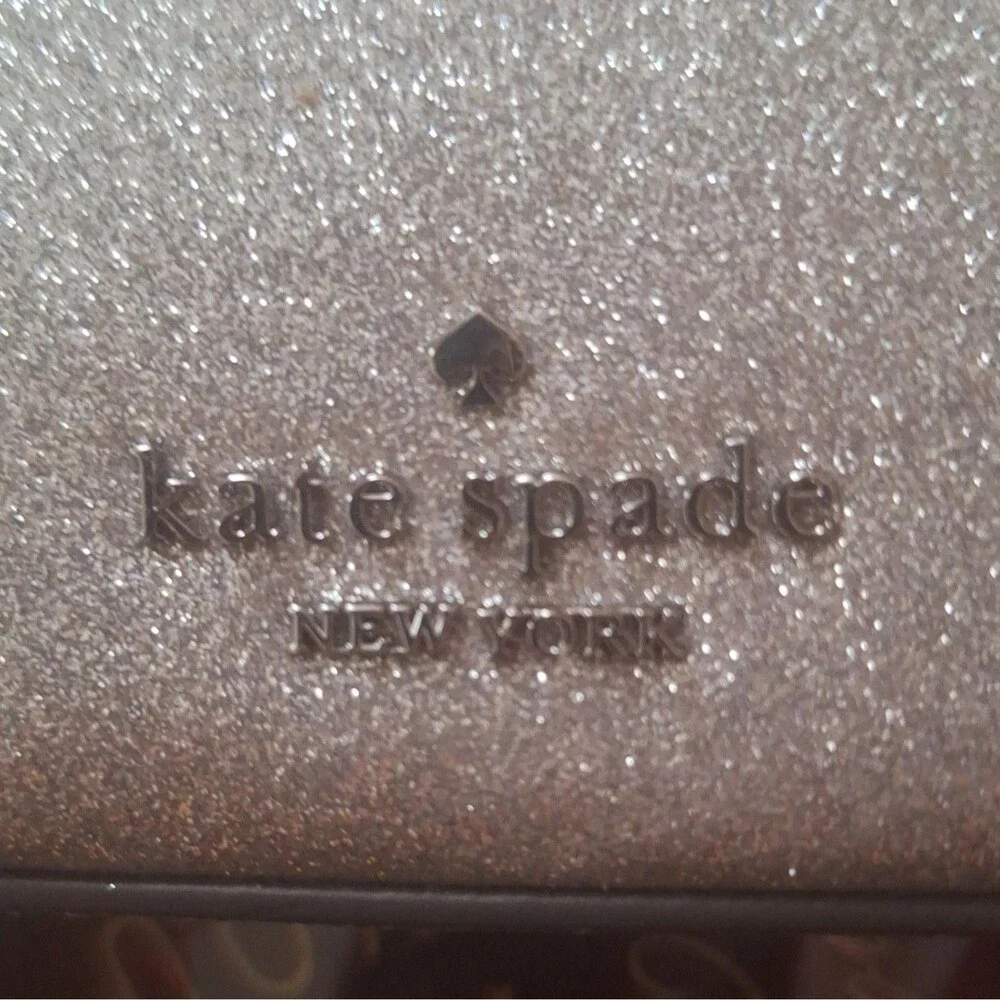 kate spade new york Silver Metallic Glitter Crescent Shoulder Bag Zip Closure